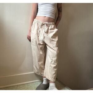 Vintage Y2K Erika Cream Cotton Capri Pants Medium Beachy